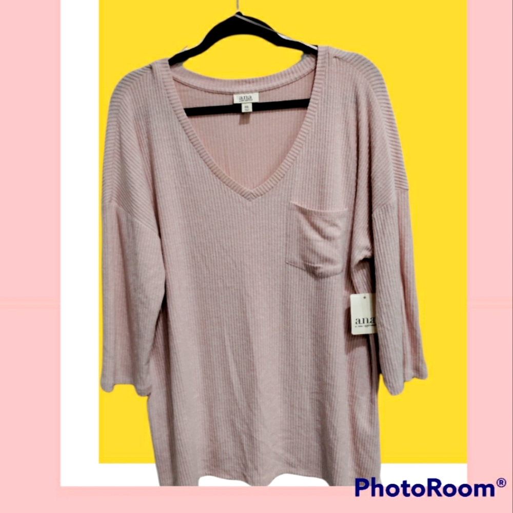 NWT A.N.A. pink ribbed top plus size XXL